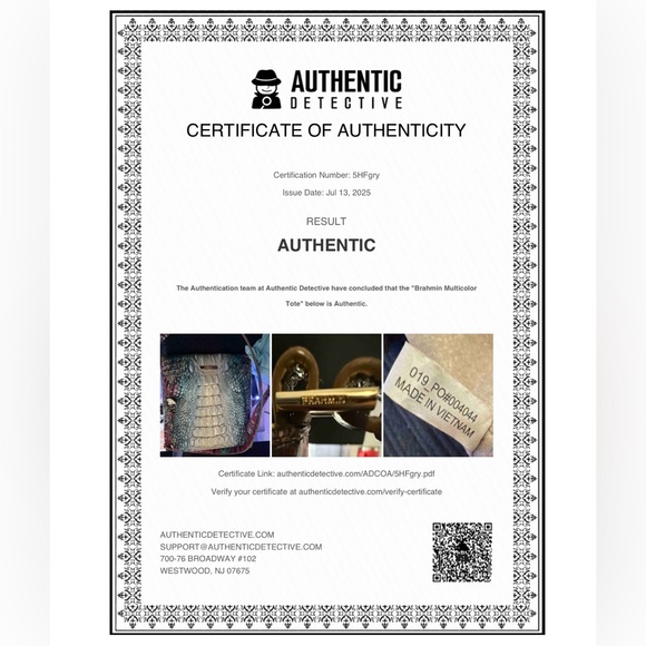 Brahmin Croc-Embossed Leather Handbag – Multicolor – with COA. - Picture 3 of 12